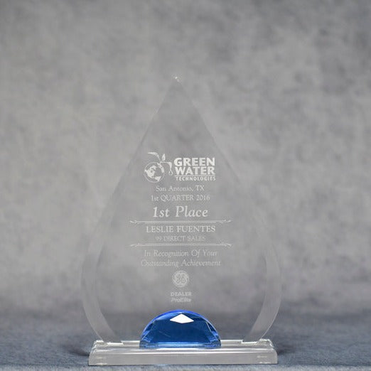 Acrylic Tear Drop w/Blue Accent - Monarch Trophy Studio