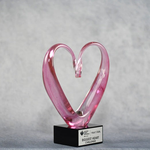 Art Glass Pink Heart - Monarch Trophy Studio