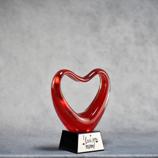 Art Glass Red Heart 6.5" - Monarch Trophy Studio