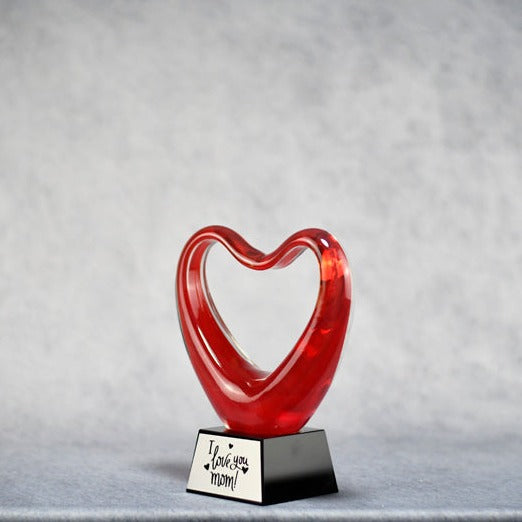 Art Glass Red Heart 6.5" - Monarch Trophy Studio