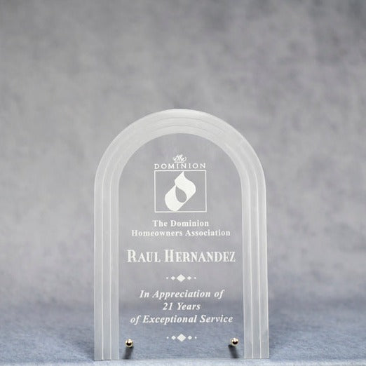 Acrylic Arch with Frosted Step Ledge - Monarch Trophy Studio