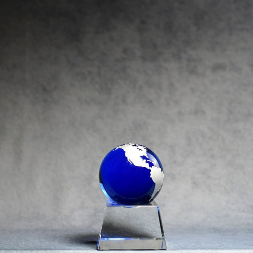 Globe Blue/Silver w/Base - Monarch Trophy Studio