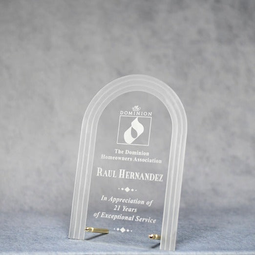 Acrylic Arch with Frosted Step Ledge - Monarch Trophy Studio