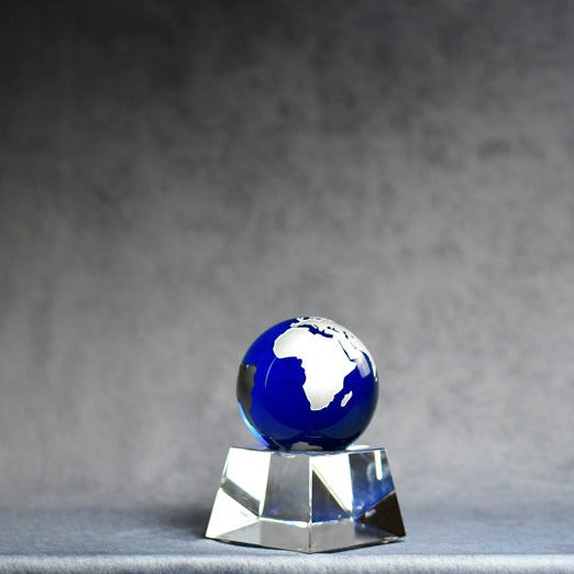 Globe Blue/Silver w/Base - Monarch Trophy Studio