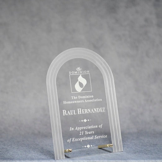 Acrylic Arch with Frosted Step Ledge - Monarch Trophy Studio