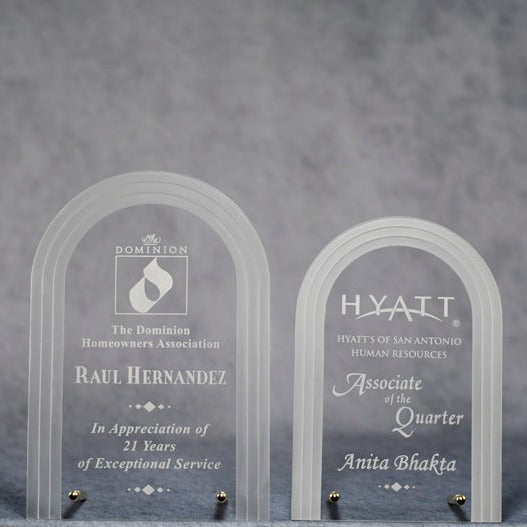 Acrylic Arch with Frosted Step Ledge - Monarch Trophy Studio