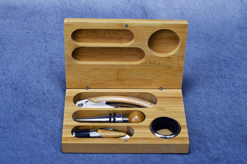 4 Piece Bamboo Wine Tool Set - Monarch Trophy Studio