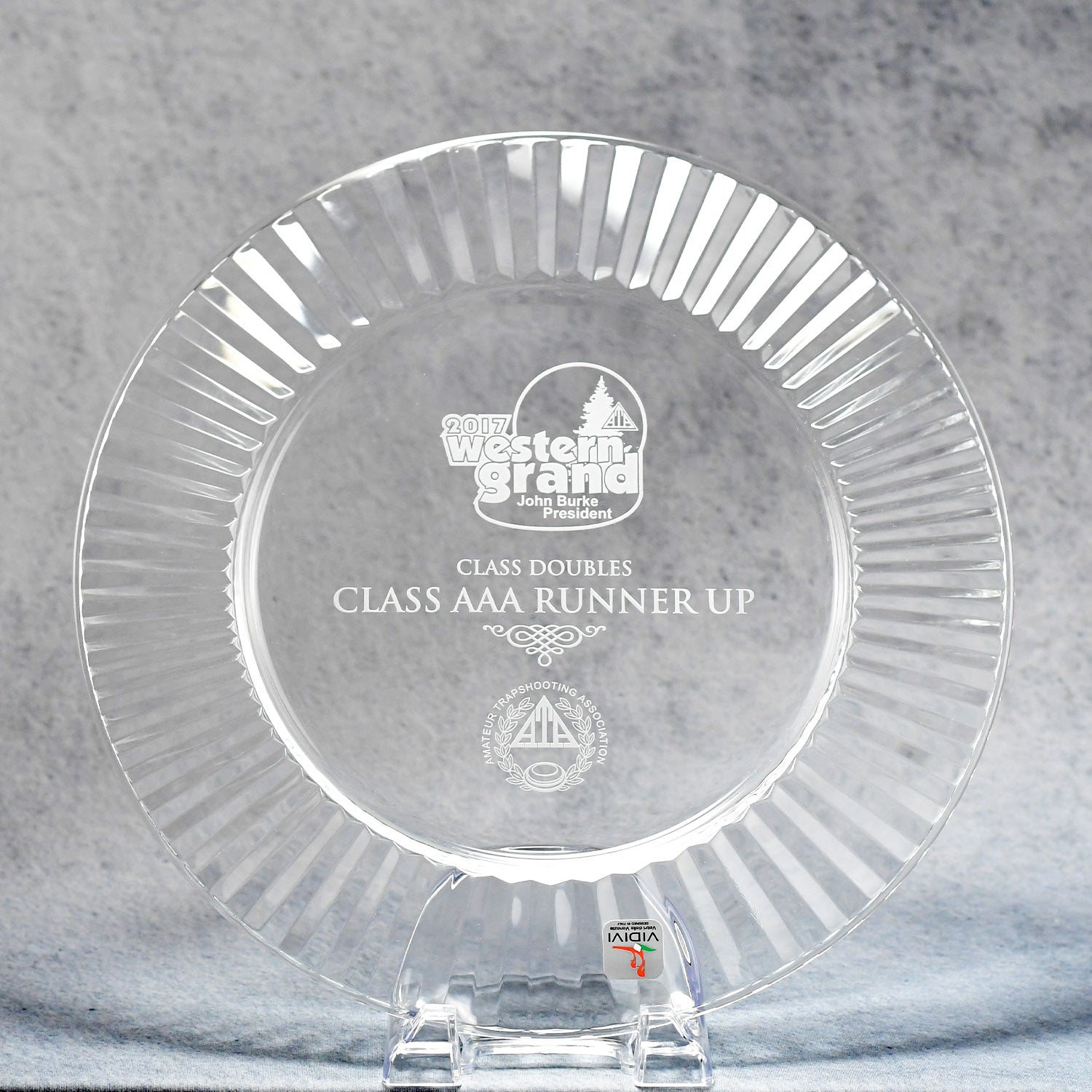 Clear Glass Tray with Fluted Rim 12in - Monarch Trophy Studio