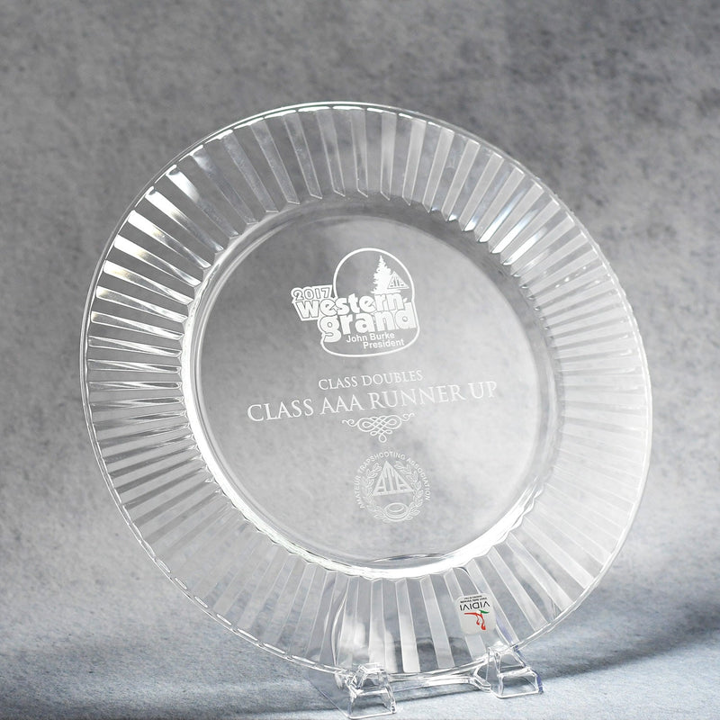 Clear Glass Tray with Fluted Rim 12in - Monarch Trophy Studio