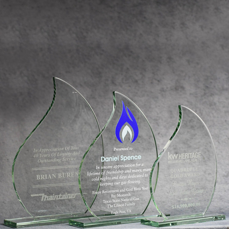 Economy Jade Crystal Flame - Monarch Trophy Studio
