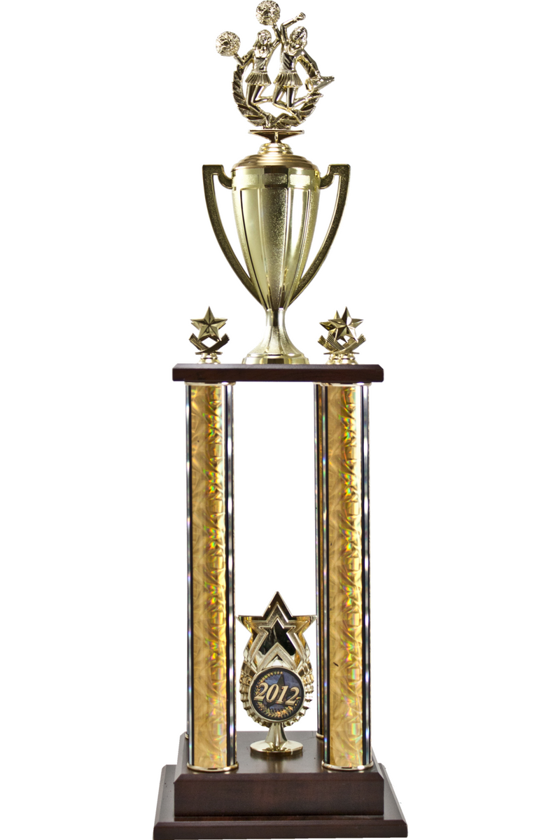 Two-Tier 4 Post Trophy with Star "Exclusive" Star - Monarch Trophy Studio