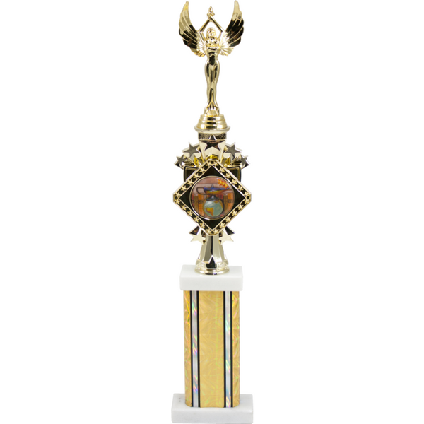 Diamond Series Trophy with Square Column on Marble Base - Monarch Trophy Studio