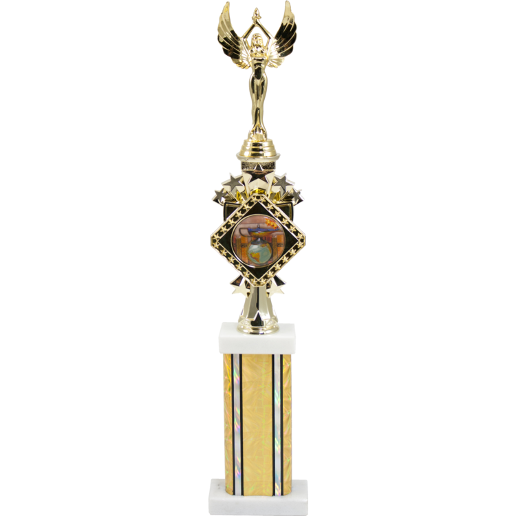 Diamond Series Trophy with Square Column on Marble Base - Monarch Trophy Studio