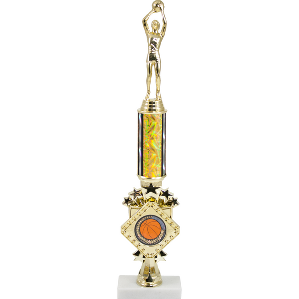 Diamond Series Trophy with Round Column on Marble Base - Monarch Trophy Studio