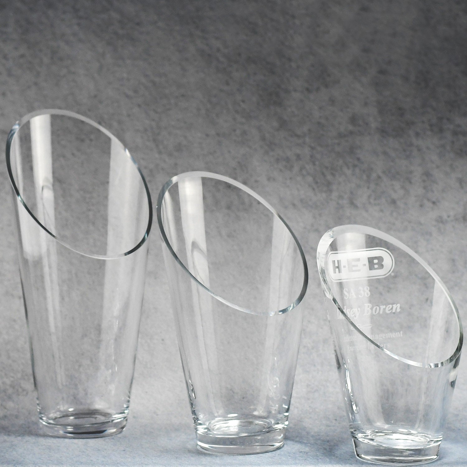 Slant Top Glass Vase - Monarch Trophy Studio