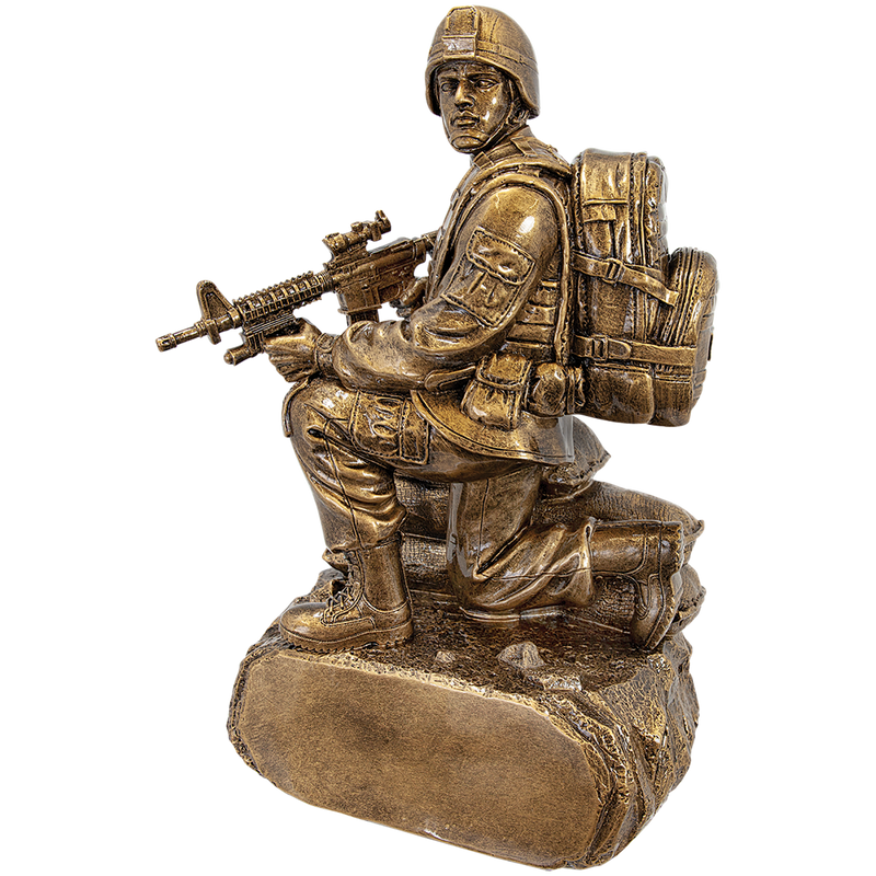 Gold Military Resin Statue - Monarch Trophy Studio