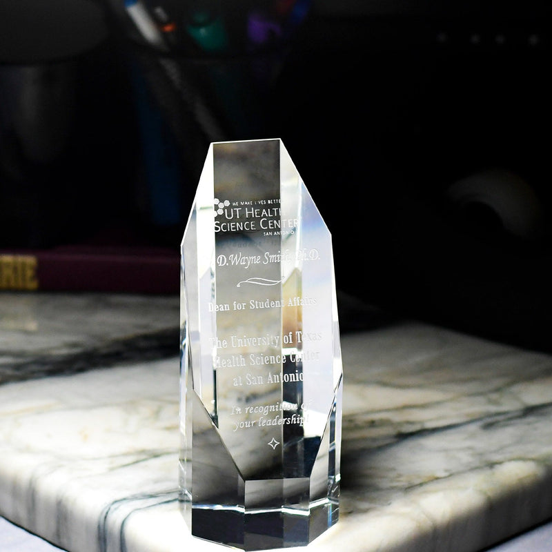 Crystal Octagon Tower - Monarch Trophy Studio