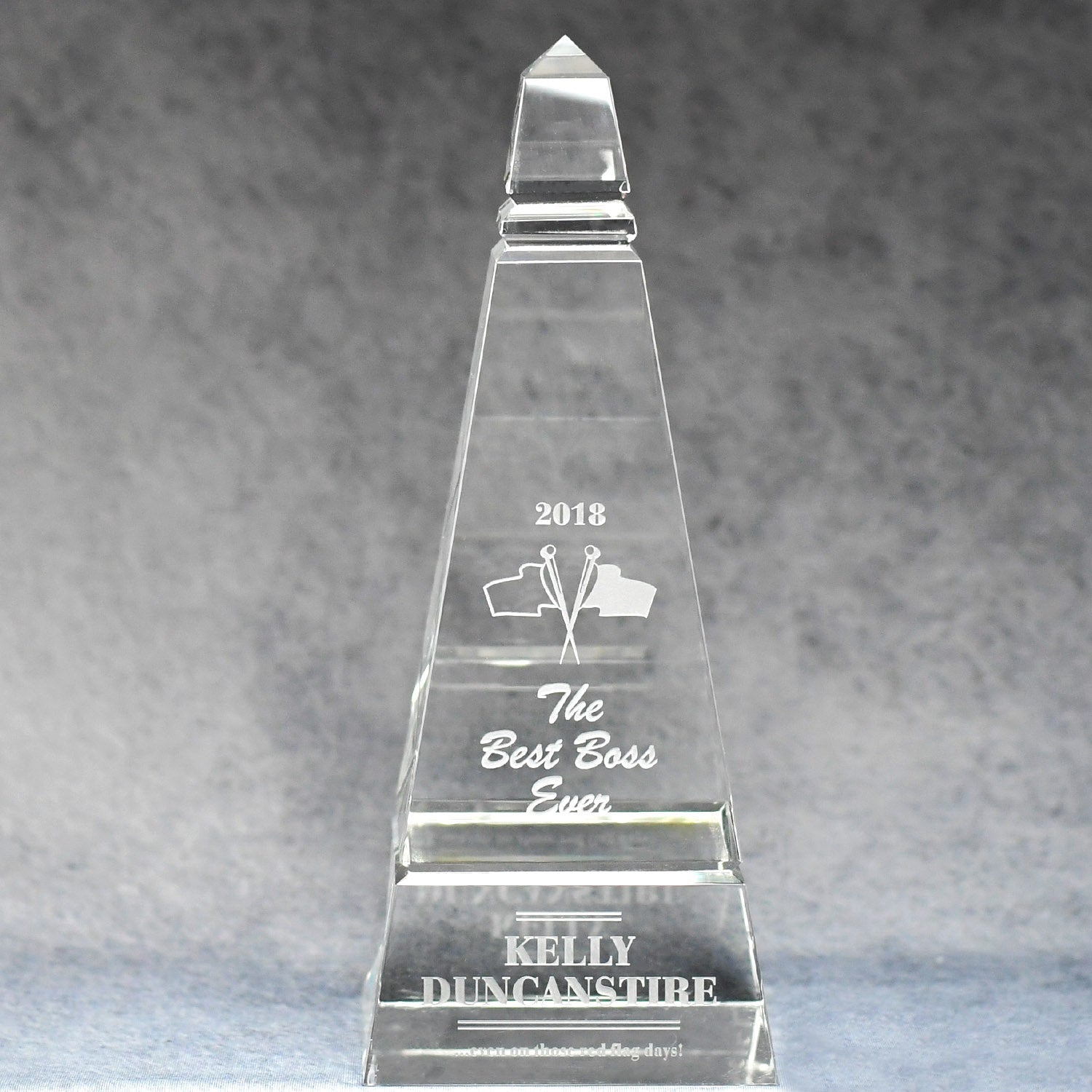 Multi-Faceted Optic Crystal Obelisk - Monarch Trophy Studio