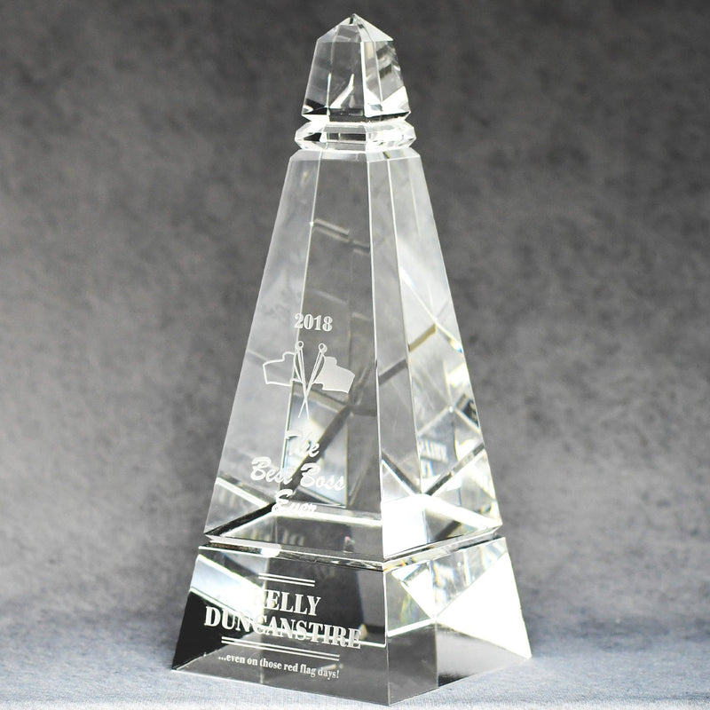 Multi-Faceted Optic Crystal Obelisk - Monarch Trophy Studio