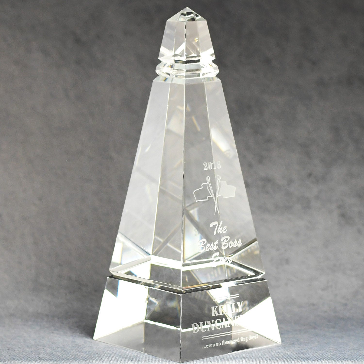 Multi-Faceted Optic Crystal Obelisk - Monarch Trophy Studio