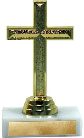 Gold Cross on Marble Base - Monarch Trophy Studio