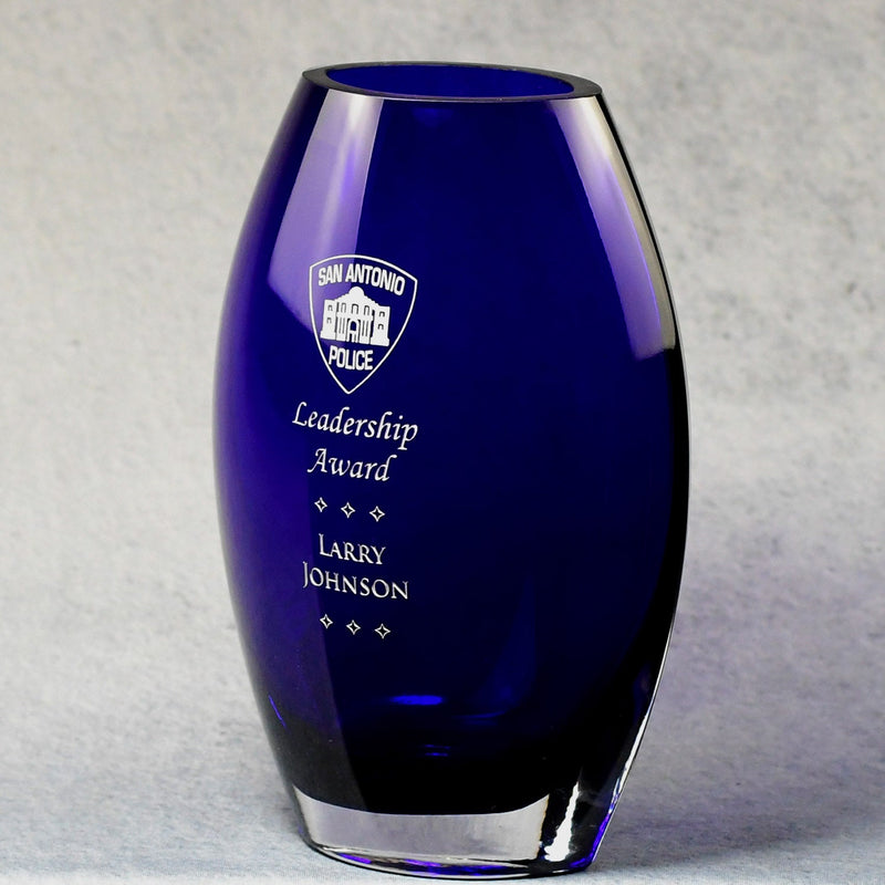 Cobalt Crystal Vase - Monarch Trophy Studio