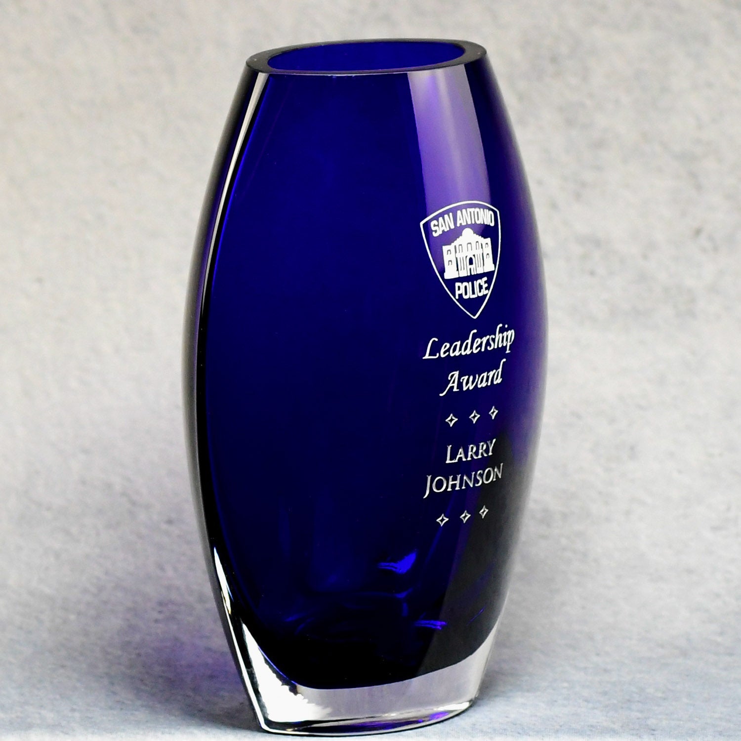 Cobalt Crystal Vase - Monarch Trophy Studio