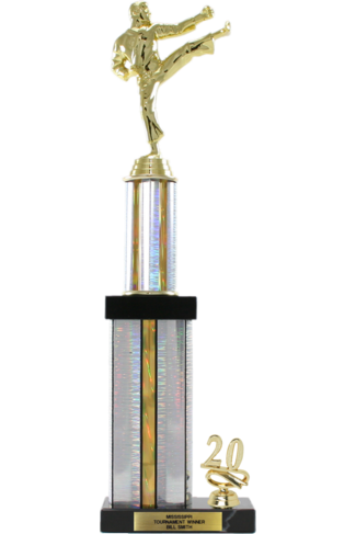 Two-Tier Trophy with Black Marble - Monarch Trophy Studio