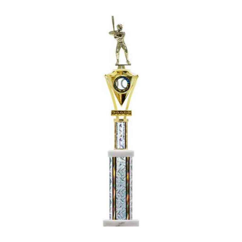 Jewel Series Baseball - Male Trophy on Marble Base - Monarch Trophy Studio