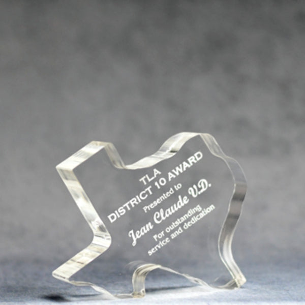 Acrylic Clear Paper Weight Texas - Monarch Trophy Studio