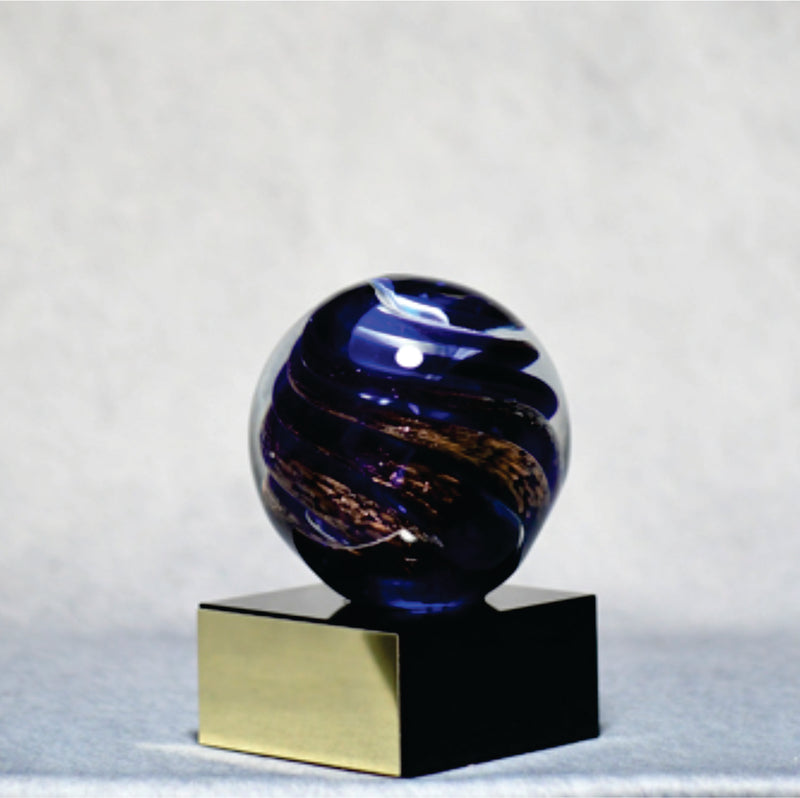 Art Glass Round Blue/Gold - Monarch Trophy Studio