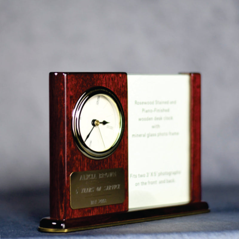 Desk Clock Frame Rosewood - Monarch Trophy Studio