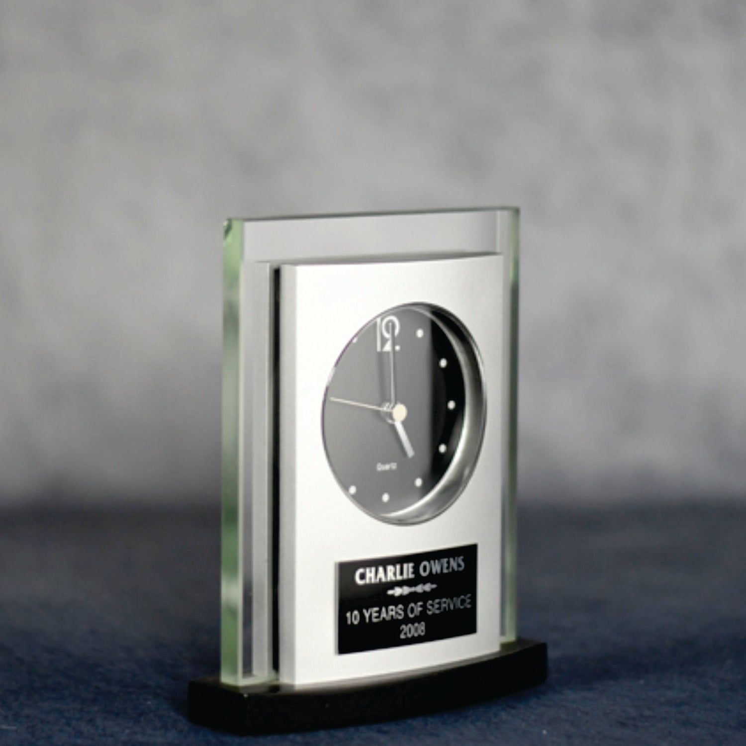 Clock Glass & Black Wood w/pl - Monarch Trophy Studio