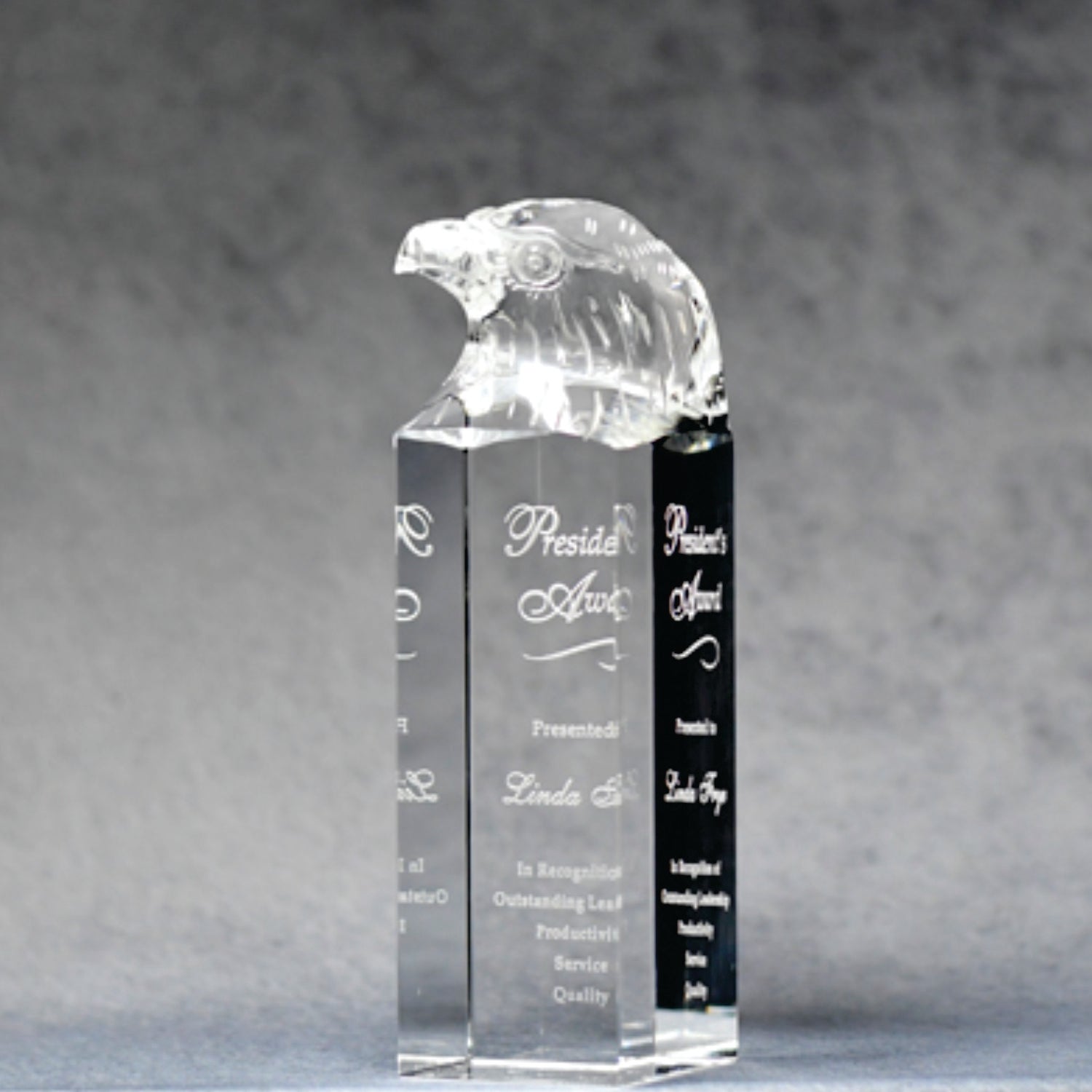 Optic Crystal Eagle Head 8" - Monarch Trophy Studio