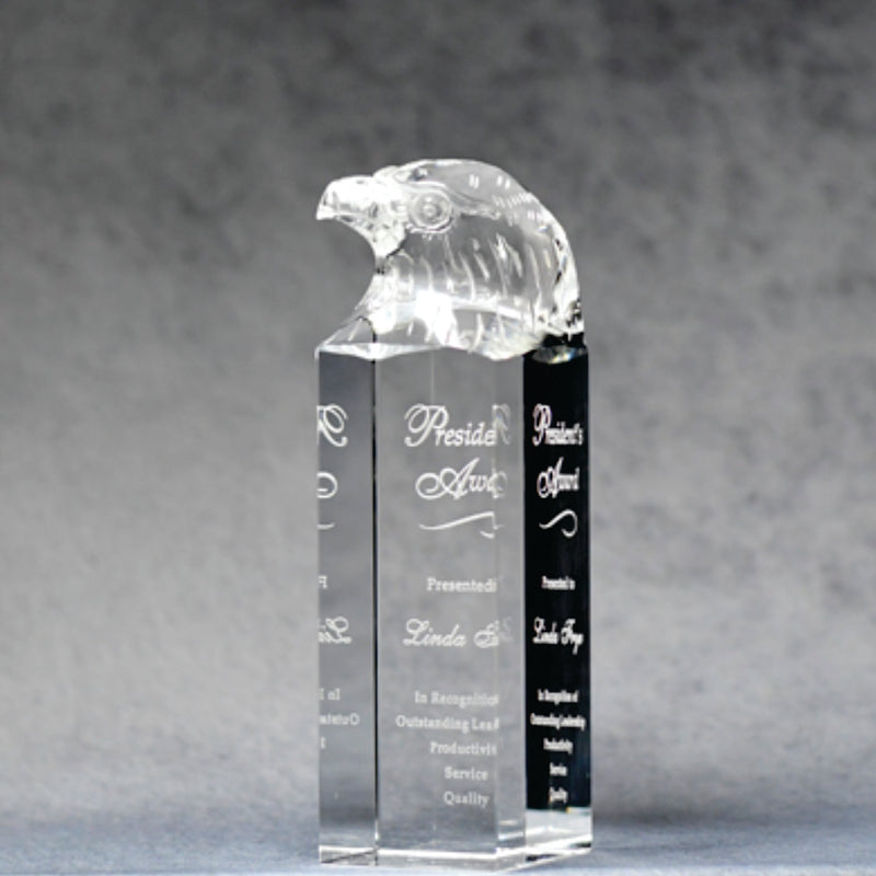 Optic Crystal Eagle Head 8" - Monarch Trophy Studio