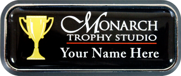NameBadge Frame Sm Silver Rim W/Epoxy Cover - Monarch Trophy Studio